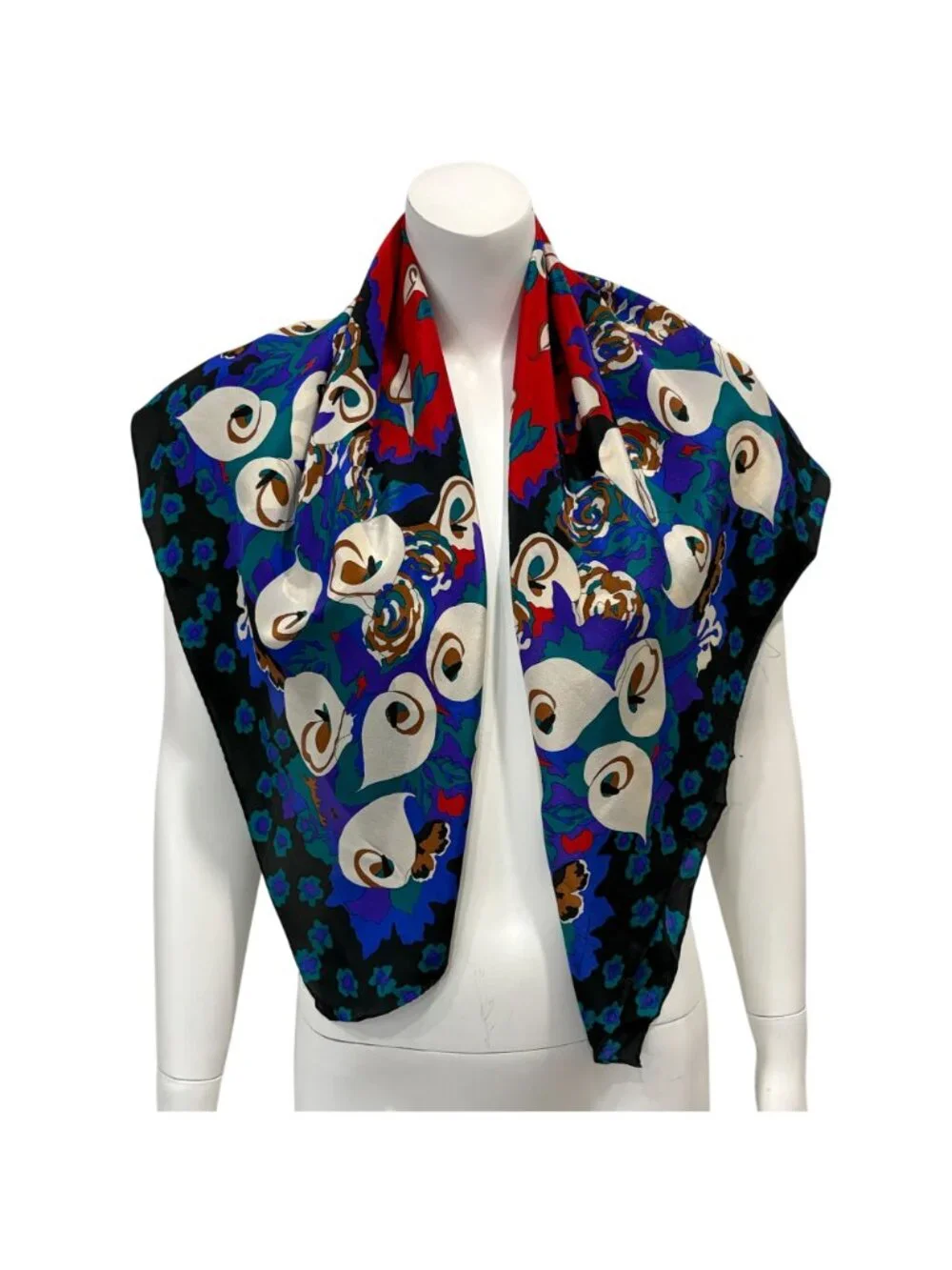 Vintage 1988 Ginnie Johansen 100% Silk Floral Print Scarf Square Made in Japan